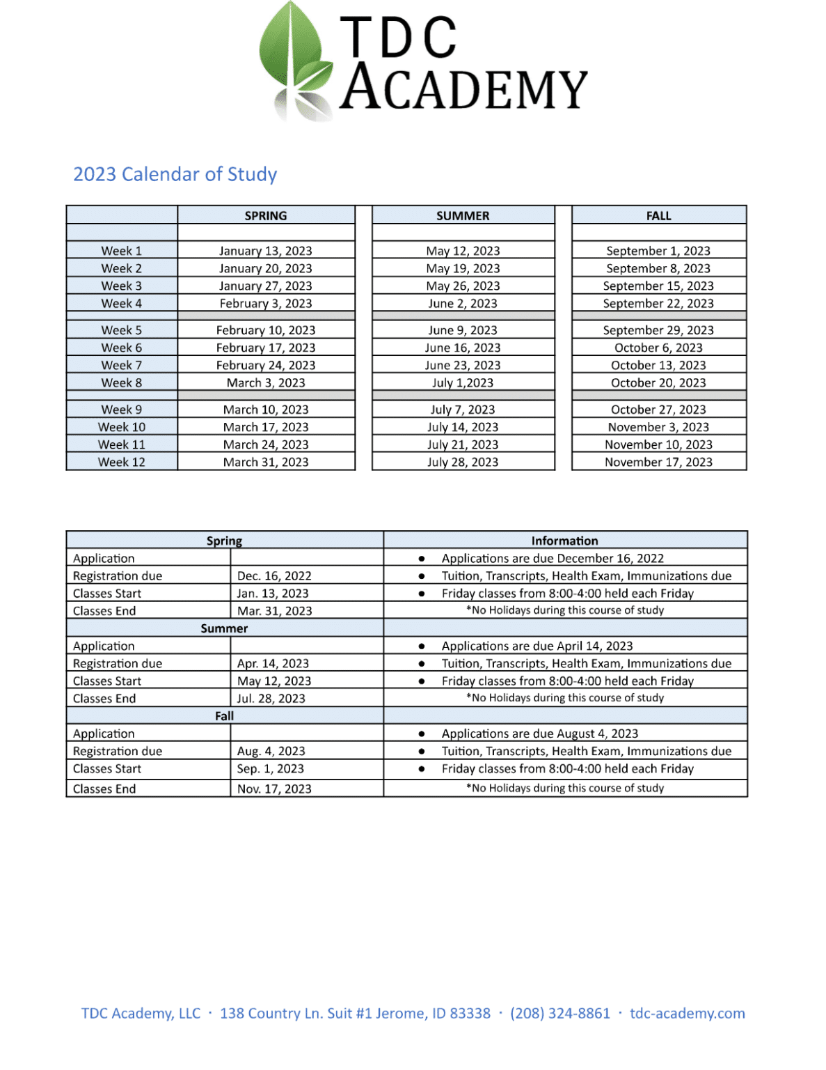 Calendar of Study Dentist in Jerome, Buhl, Wendell & Gooding, ID
